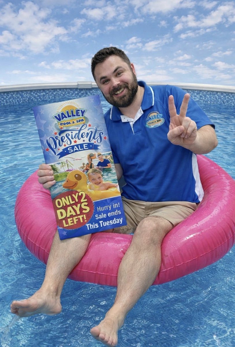 Listen to Kyle! Final 2 days for ‘Presidents Pay Your Tax’ on Hot Tubs, Pools, Saunas, Swim Spas — huge layaway discounts on Pool Equipment (bonus gift cards up to $100) and 25% off Spa Chemicals &amp; Supplies!🤩🤯🇺🇸 

— only at Valley Pool &amp; Spa!

SEE MORE: valleypoolspa.com/promotions