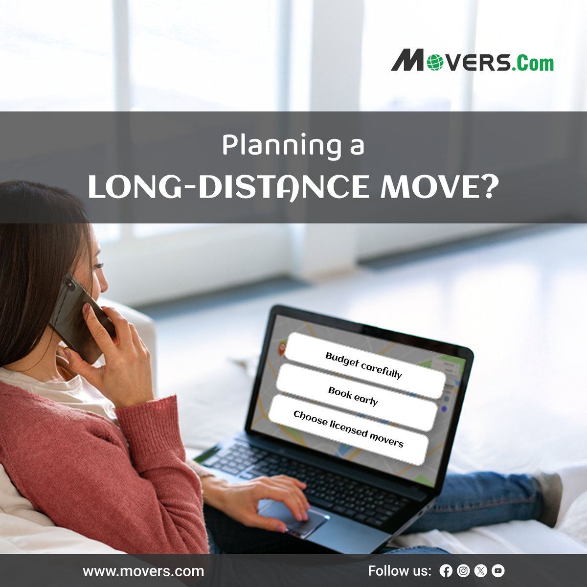 MoversCom's tweet image. 🚚 Planning a long-distance move?
Get expert moving tips and compare movers for free at Movers.com.

#LongDistanceMoving #MovingTips #MovingPrep #MoveSmart #LicensedMovers #MovingChecklist #CompareMovers #FindMovers