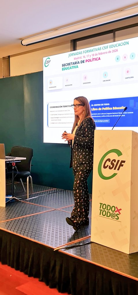 🟢 Isabel Madruga, secretaria de Política Educativa de <a href="/csifeducacion/">CSIF Educación</a>, agradece a la ministra de <a href="/educaciongob/">Ministerio de Educación, FP y Deportes</a>, Milagros Tolón, su asistencia a las jornadas de #CSIF y reclama la negociación de un Estatuto Docente que regule la vida profesional desde sus inicios hasta su