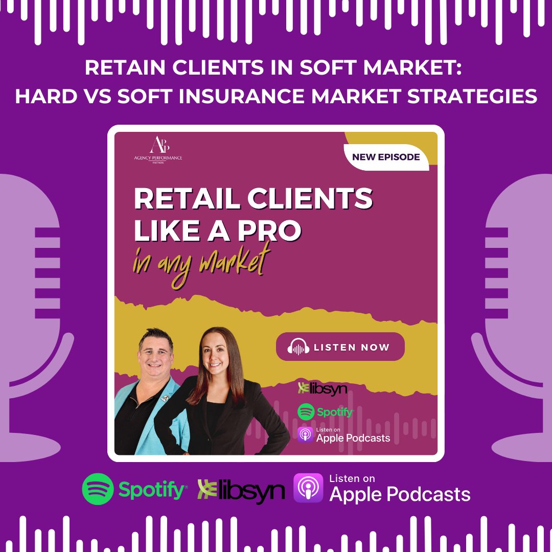 Appsinsurance's tweet image. 🎧 Podcast That Will Change Your Day!

Retain Clients in a Soft Market: Hard vs Soft Insurance Market Strategies

Discover how to navigate the shift from a hard to soft insurance market and keep your clients loyal!

#AgencyPerformancePartners #InsuranceInsights