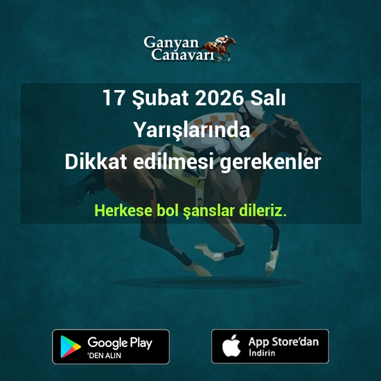 17 Şubat 2026 Salı yarışlarında dikkat edilmesi gereken bazı bilgiler ✍️

⭐Adana👇
ganyancanavari.com.tr/haber-detay/38…

⭐Antalya👇
ganyancanavari.com.tr/haber-detay/38…

#atyarışı #ganyancanavari #tjk