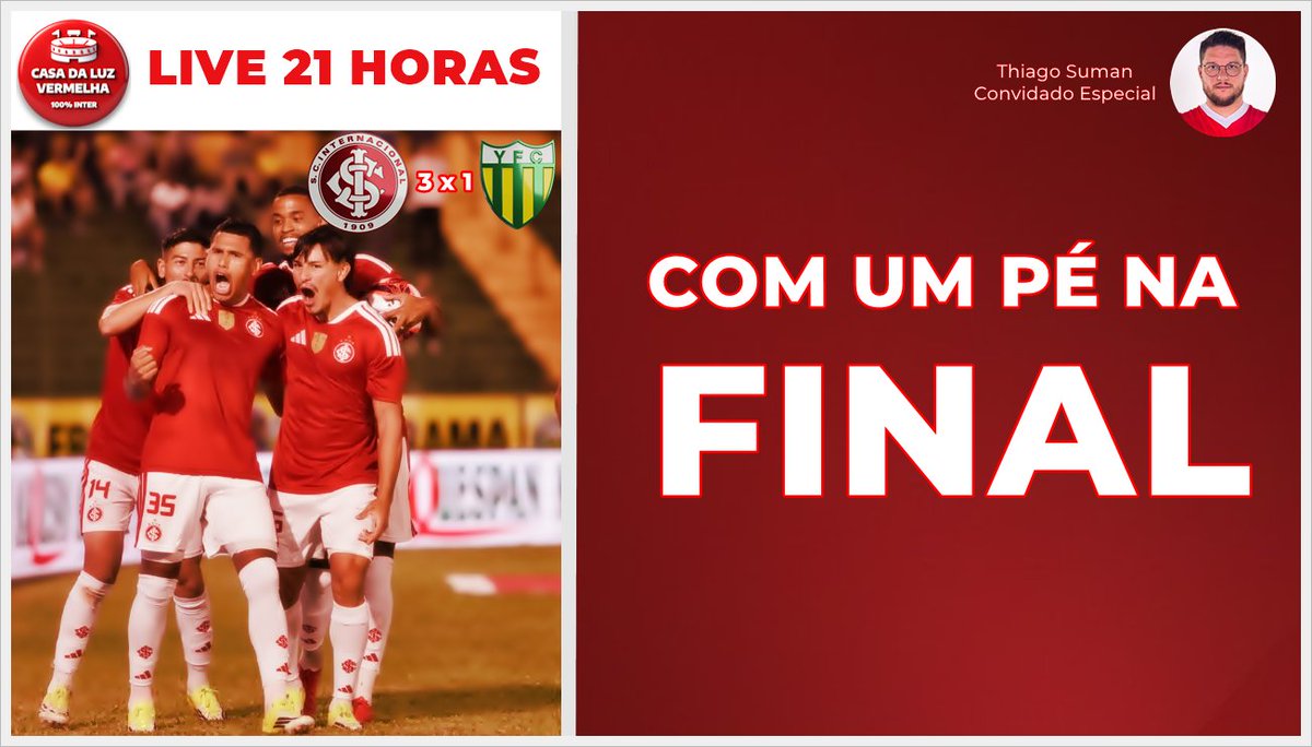 É carnaval. A folia toma conta das cidades. 
Mas hoje a tem o baile vermelho e branco na Casa da Luz Vermelha. 
Venham falar de <a href="/SCInternacional/">Sport Club Internacional</a> conosco e com nosso convidado especial <a href="/thiago_suman/">Thiago Suman</a>
Às 21 horas no Unidos do CLV.

Link: youtube.com/live/HF4IN7-YQ…