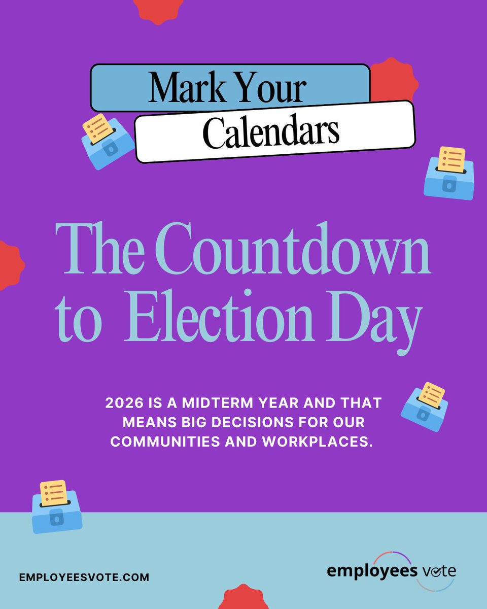 15 days until primaries begin! Is your workplace ready? Share dates, check registration, and plan to vote.

🔗employeesvote.com/home

#MidtermsMatter #EmployeesVote