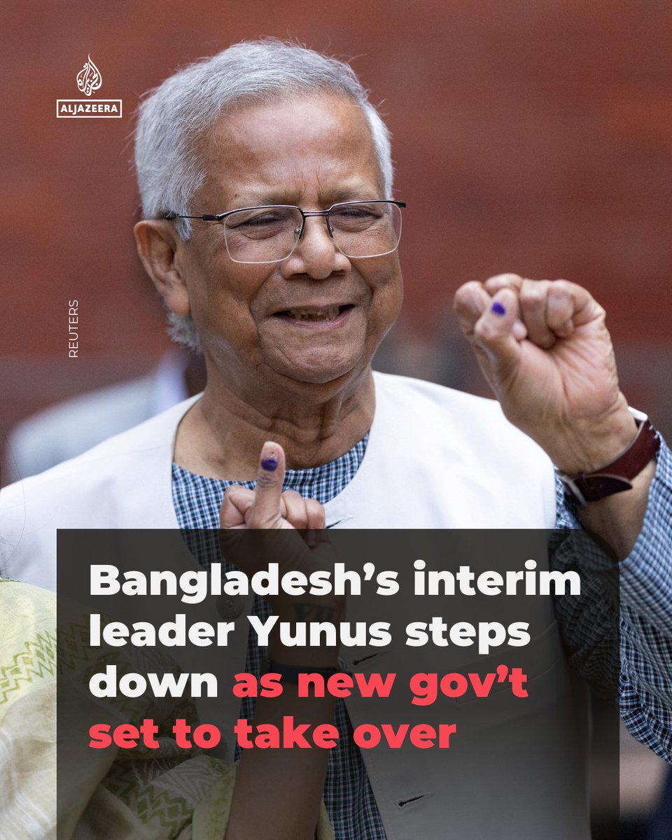 ‘Let the practice of democracy continue’

Bangladesh’s interim leader Muhammad Yunus has announced he is resigning to pave way for a new government elected several days ago.

🔗: aje.news/dp7i62