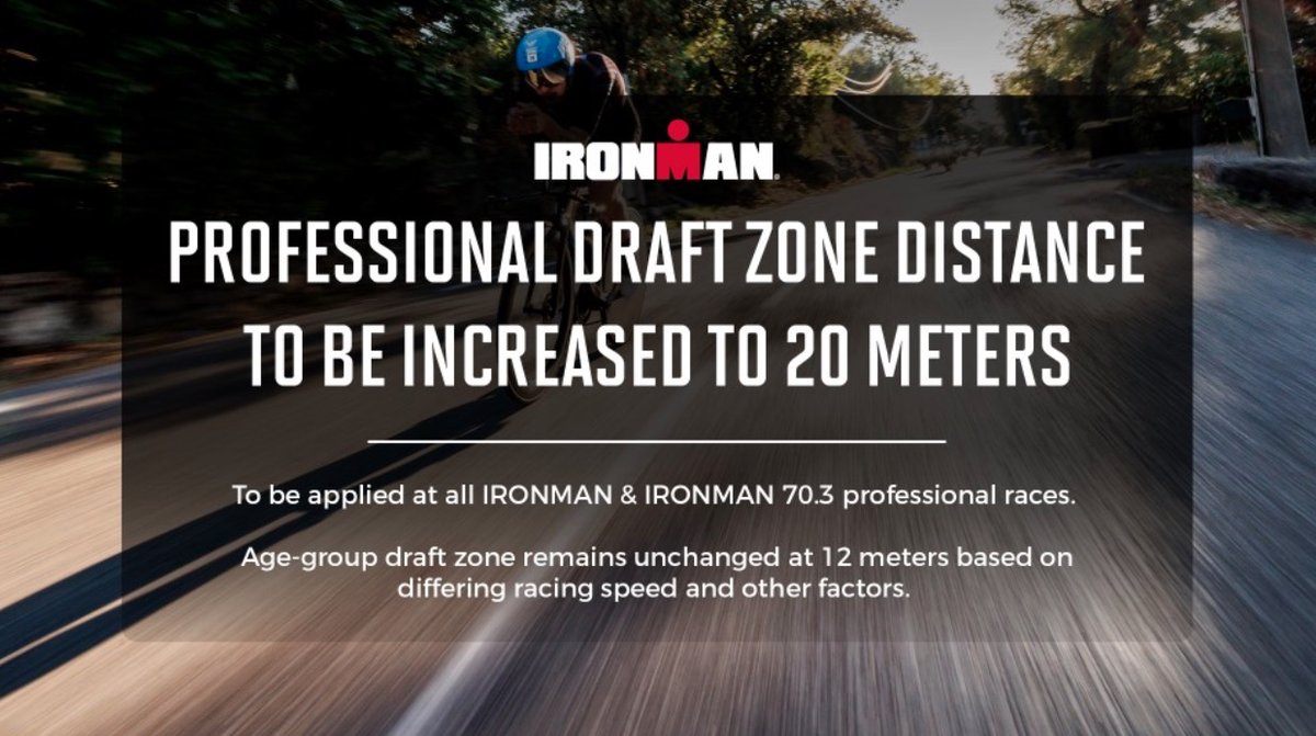 IRONMAN anuncia cambio a una zona de drafting de 20 metros para el triatlón profesional tras un exhaustivo proceso de pruebas
 zurl.co/xVCrQ