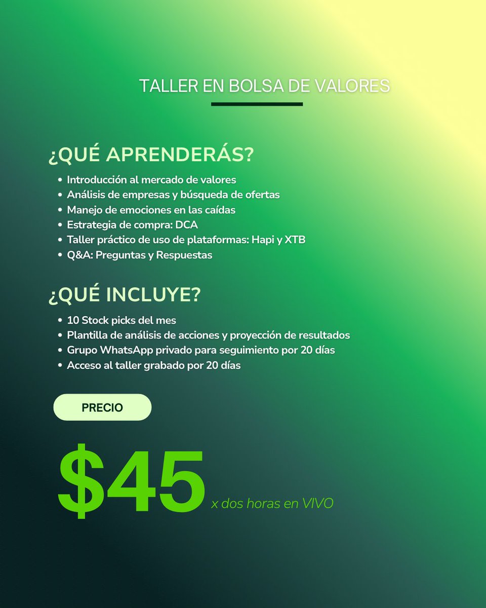 InversionSimple's tweet photo. Taller Online: Como aprovechar Ofertas en Bolsa
¡Separa tu cupo! https://t.co/MOQLW1hZtx https://t.co/Gg96MeozIK