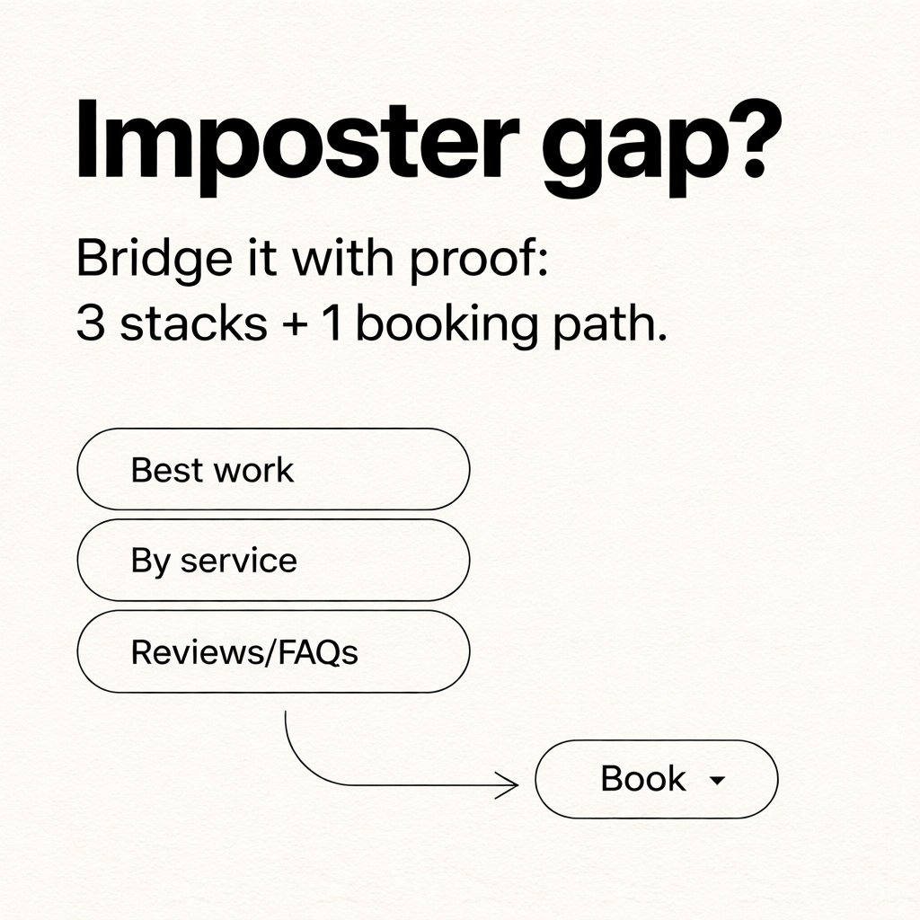 joinoutline's tweet photo. “Imposter gap” fix: stop telling people you’re good: show them.

Build a portfolio-in-bio (not just a link-in-bio) like this:
1) Best work first
2) Stacks by service/style
3) One clear “Book�� path

What stack are you missing right now? https://t.co/PfydBTskwY