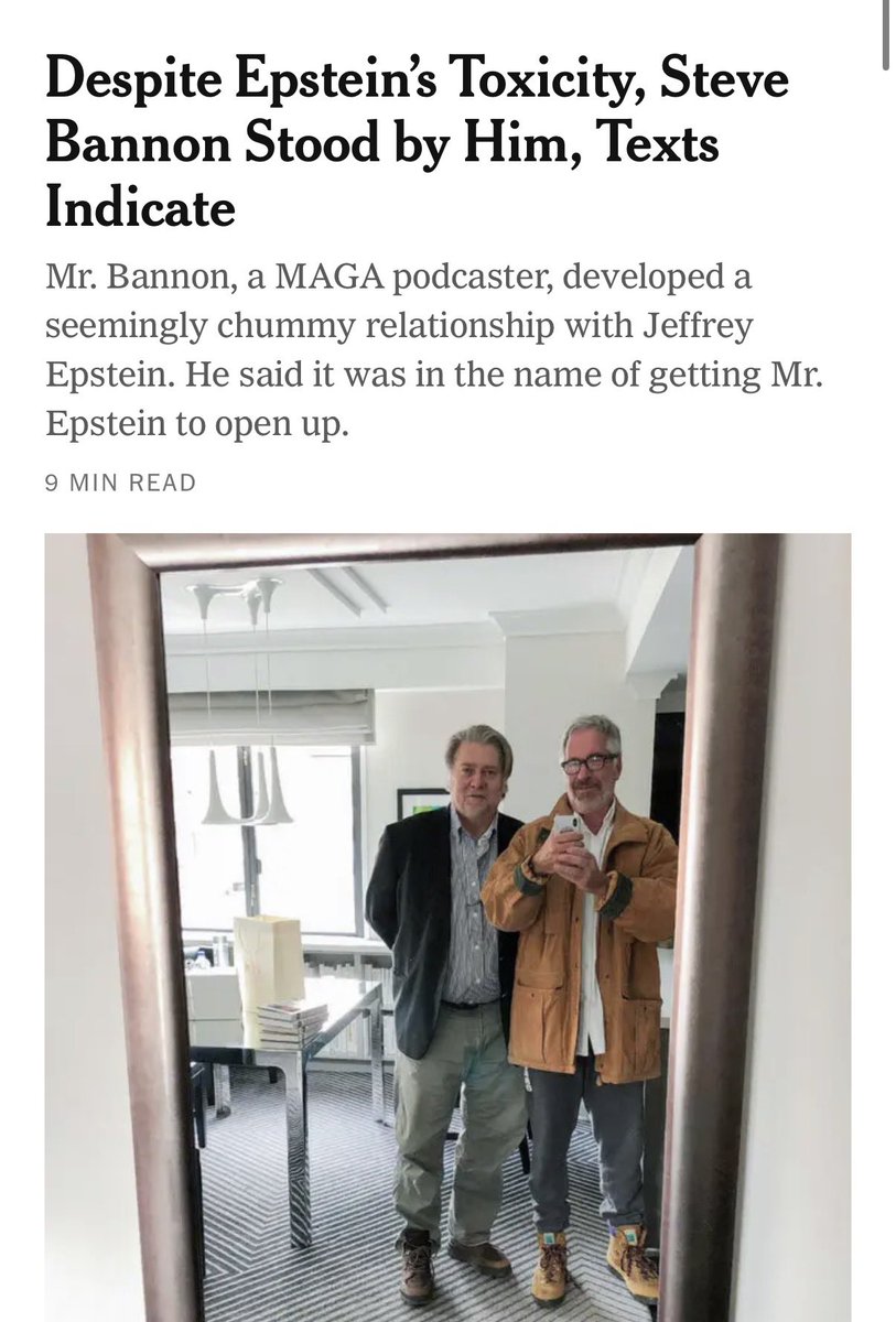tonetalks's tweet image. Look at #stevebannon and #Epstein looking like they are Bert and Ernie in the mirror. @nytimes
These people really aligned with the awfulness of Epstein to rise to power.