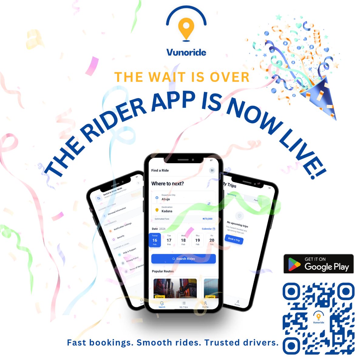 vunoride's tweet image. The wait is finally over! 

The Vunoride Rider App is now LIVE!

Book your ride in seconds.
Enjoy smooth trips.
Travel with trusted drivers.

Download now and experience smarter travel today! 

#Vunoride #RideWithEase #TravelSmart #BookYourRide #NigeriaRides