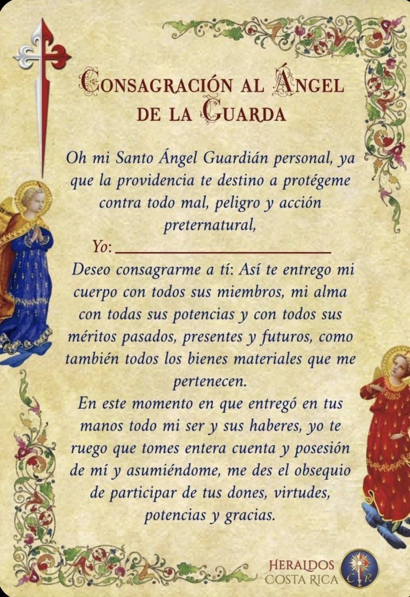 Esta noche nos consagramos a nuestro santo Ángel de la Guarda. Amén.
