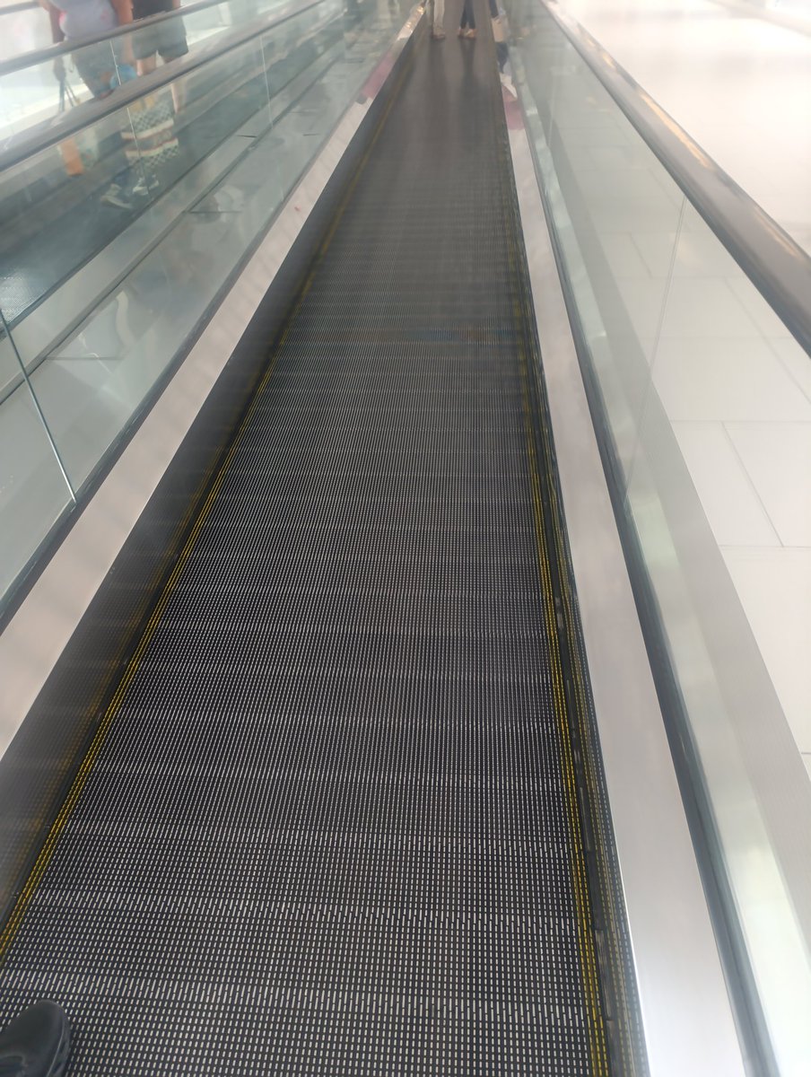 Estimad@s correcaminos: 
La rampa móvil del sector nuevo de Riocentro Ceibos fue creada para un concepto revolucionario: NO CAMINAR. Es decir, para las personas que vienen cargadas de bolsas, niños, cansancio o simplemente quieren que la tecnología haga su trabajo.
No hay nada