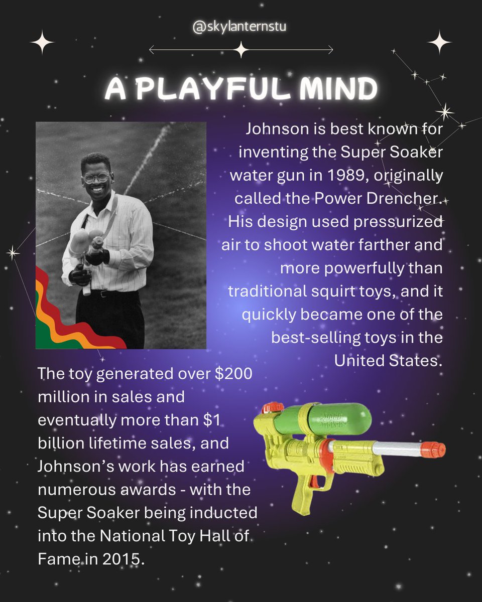 skylanternstu's tweet photo. Sky Lantern Studio is celebrating Black History Month! 

Black History Month spotlight: Lonnie Johnson

#blackhistorymonth #skylanternstudio #gamedev #diversityingames #bathtubbattle #partygame https://t.co/PRbGZg6FYS
