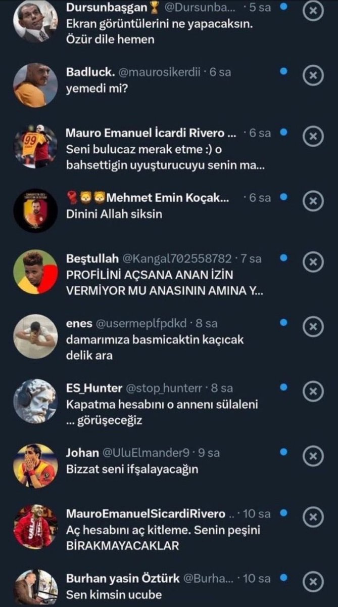 Resmi Hesaba Gelen Mesajlar(Temsili)