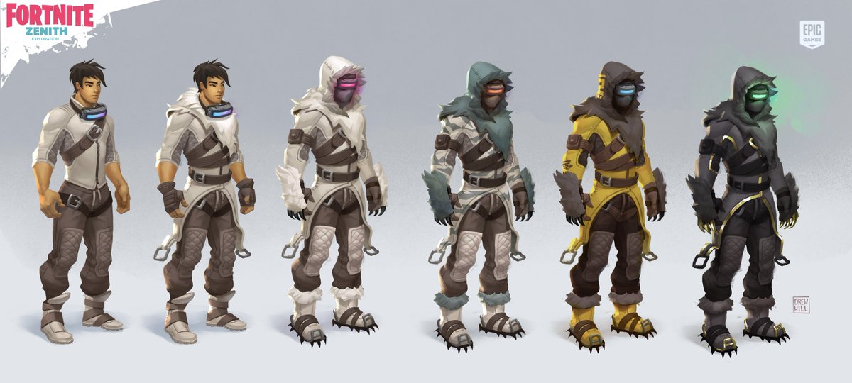 A few skin concepts from when I worked on Season 7, Chapter 1. #Fortnite #OG #characterdesign