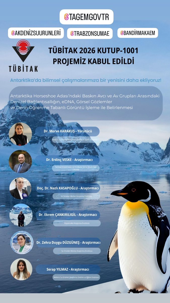 📢 Projemiz TÜBİTAK KUTUP-1001 Programı kapsamında desteklendi! 🐧
TAGEM çatısı altındaki tüm değerli araştırmacılarımıza teşekkür ederim. 🦭🐧🐧🇹🇷🇹🇷
<a href="/tagemgovtr/">Tarımsal Araştırmalar ve Politikalar Genel Md.</a> <a href="/aksamsuurunleri/">Akdeniz Su Ürünleri</a> 
<a href="/erdincveske/">Erdinç VESKE, PhD</a> <a href="/NKASAPOGLU/">NAZLI KASAPOGLU</a> <a href="/ekremcem/">Ekrem Cem</a> 
 #Antarktika #PolarScience #İklimDeğişikliği #DeepLearning