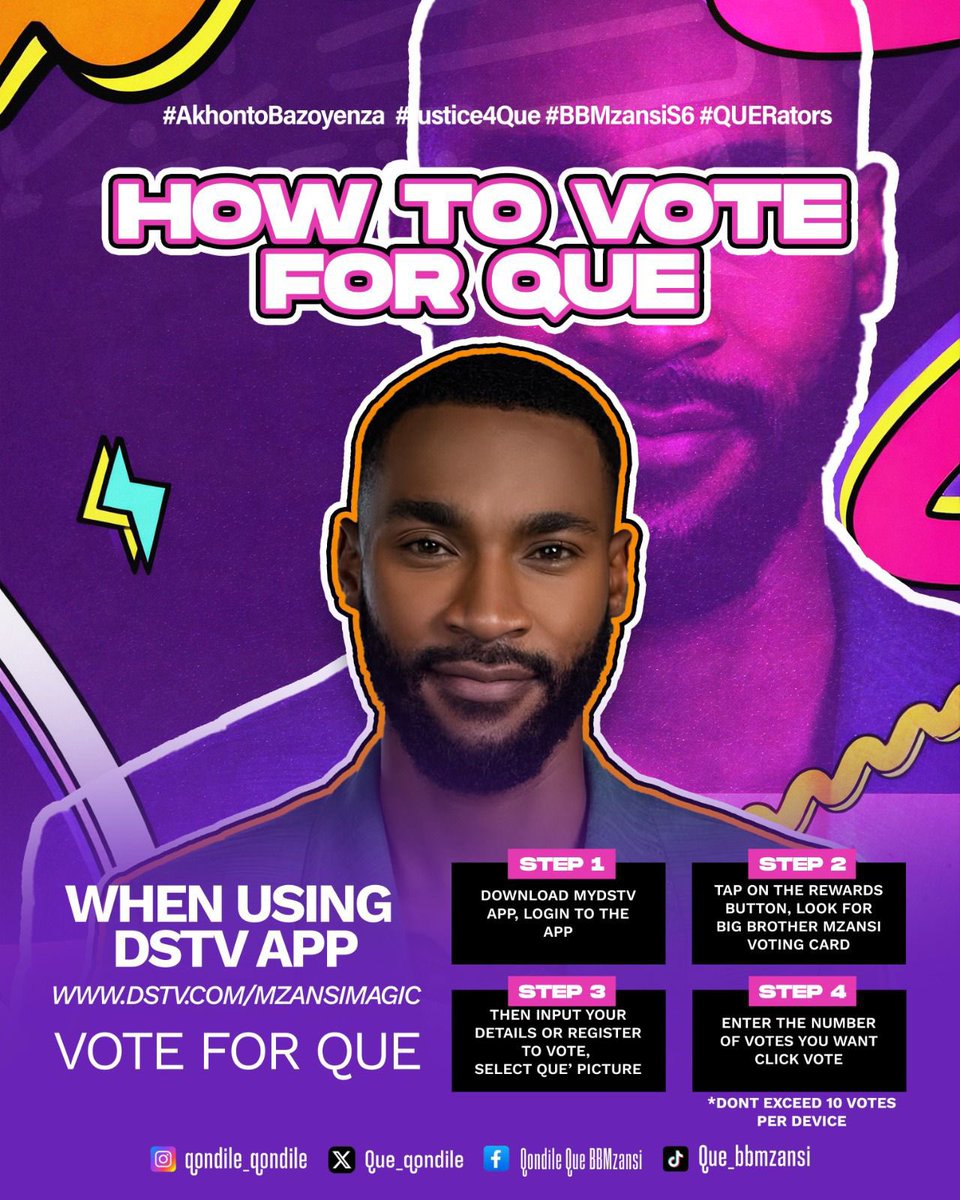 QUE_qondile's tweet photo. QueRators it's that time again Que has been nominated for possible eviction this week and voting Lines have been opened.

VOTE LINK https://t.co/yveF2OgnYs

#BbmzansiS6 | #QueQondile https://t.co/rTytAc6C1p