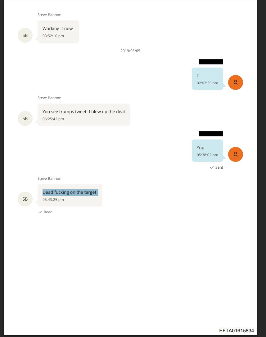 Bannon to Epstein bragging how he took down Trumps China trade deal.