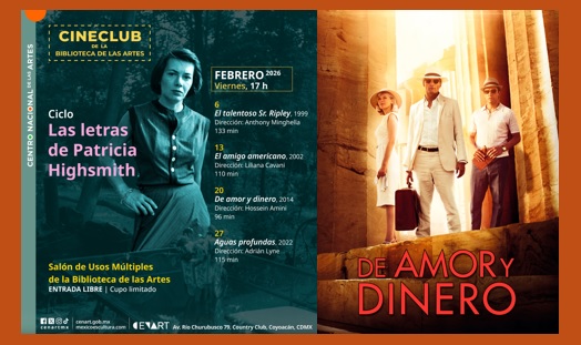 Cine club de la Biblioteca de las Artes 🎥
Proyección: De amor y dinero (2014) de Hossein Amini 
Viernes 20, 17 h