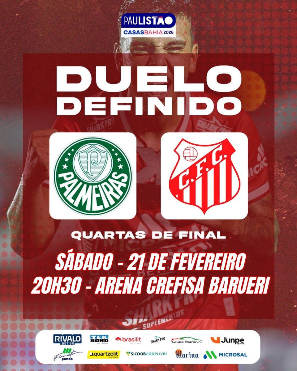 ANOTE AÍ NA SUA AGENDA 

Na noite do próximo sábado o Capivariano joga o primeiro jogo de mata-mata de Paulistão em sua história diante do Palmeiras em Barueri.

A partida acontece a partir das 20h30 e seu apoio é fundamental em mais esse grande desafio na história do leão.