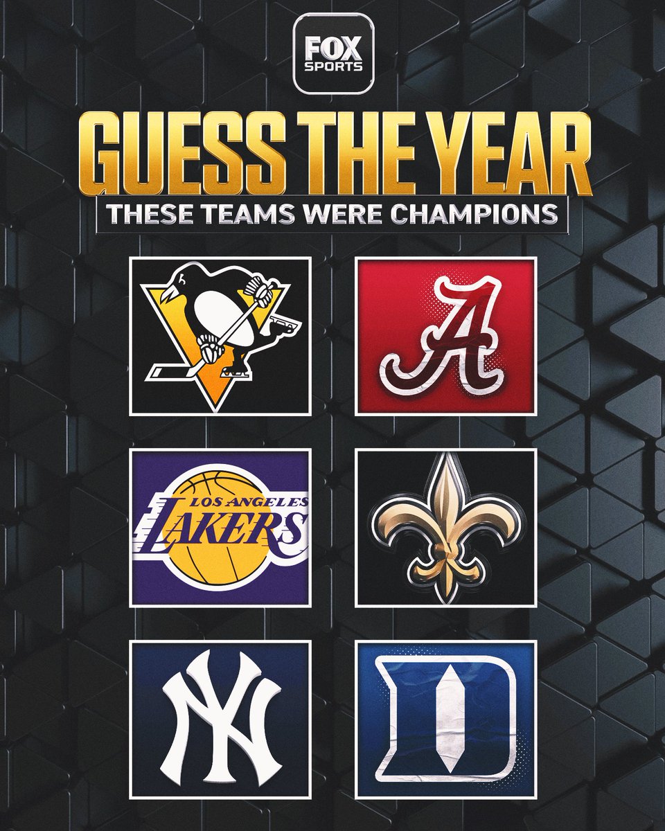 FOXSports's tweet image. Do you know which year these six teams won their respective championships? 🏆