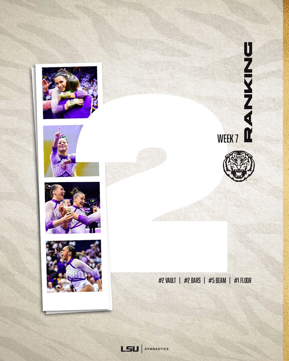 Top 5 in the country on every event heading into week 8 🙌

#GeauxTigers | <a href="/NCAA_Gymnastics/">NCAA Women’s Gymnastics</a>