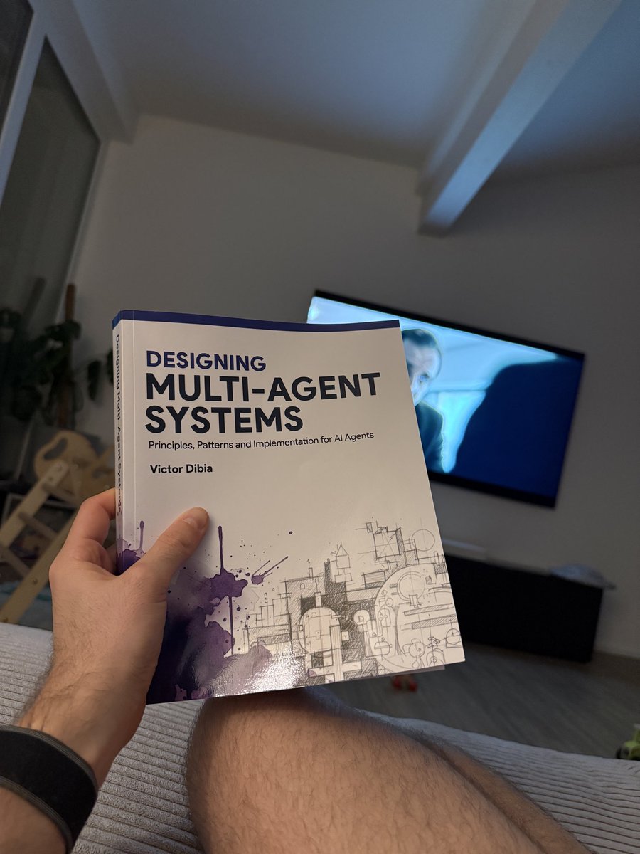 dari0x's tweet photo. While my partner was watching Netflix, I started reading this gem. I recently got into building AI agents, but I had just been hammering Claude with my ideas and letting it decide how to implement things. This book will give me a solid understanding of how to build AI agents. Thank you @vykthur
