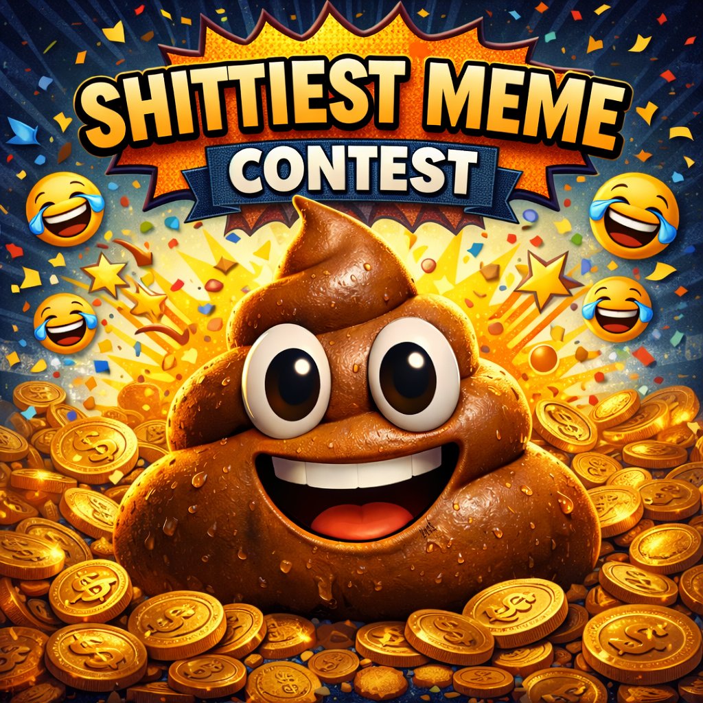 Fam, we got 1 SOL up for grabs. Shittiest meme contest ever is now on.
Rules are simple.
1. Create a most shittiest thing possible
2. Share it in this Shit community under this post
3. Re-post this contest on your timeline with $SHIT 
4. Tag 3 KOLs when you repost it
5. You have