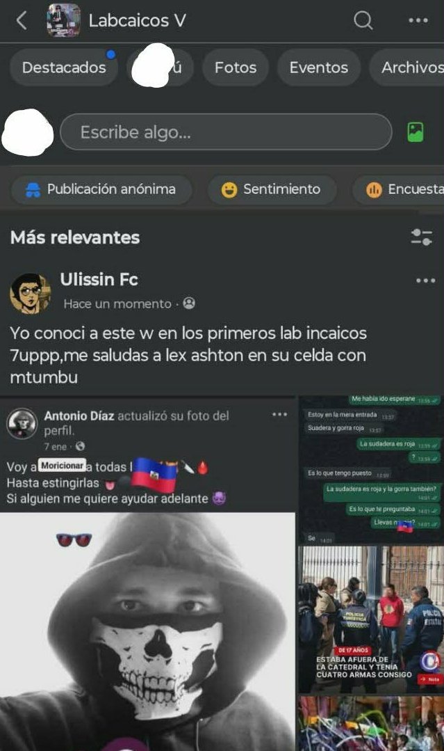 ecdysis71's tweet photo. El pasado 14 de febrero hubo un intento de atentado y parece ser que el grupo "Laboratorio incáico" está implicado, ya que uno de sus administradores mantenía un estrecho contacto con el perpetrador "Antonio Diaz" de 17 años, quién fue detenido en Durango, México. https://t.co/DgQfaULtq7