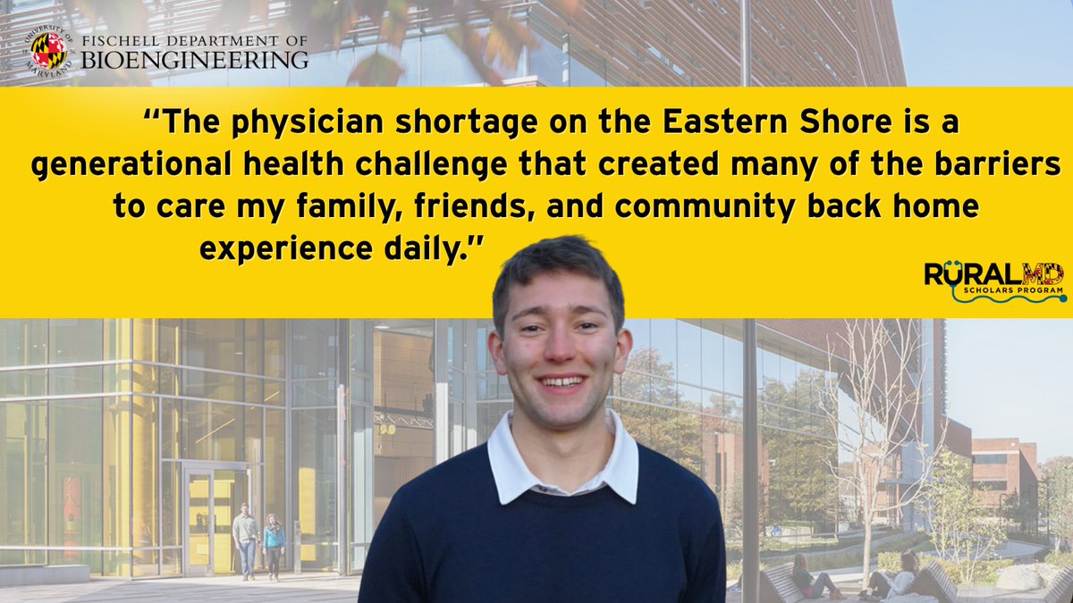 UMDBIOE's tweet photo. BIOE senior Riley Schoch has been selected as a Rural-MD Scholar at the University of Maryland School of Medicine, where he will train to address physician shortages and health disparities on Maryland’s Eastern Shore.

Read more: https://t.co/ZC2Y1Wypbd https://t.co/S3n0mzAA55