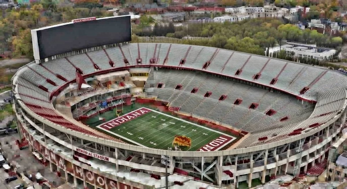 Indiana’s football stadium currently only holds about 52k fans. Is it time to expand their stadium with the recent success? 

Here is a rendering of a what renovations to make it a 100k seat stadium would look like according to Grok.