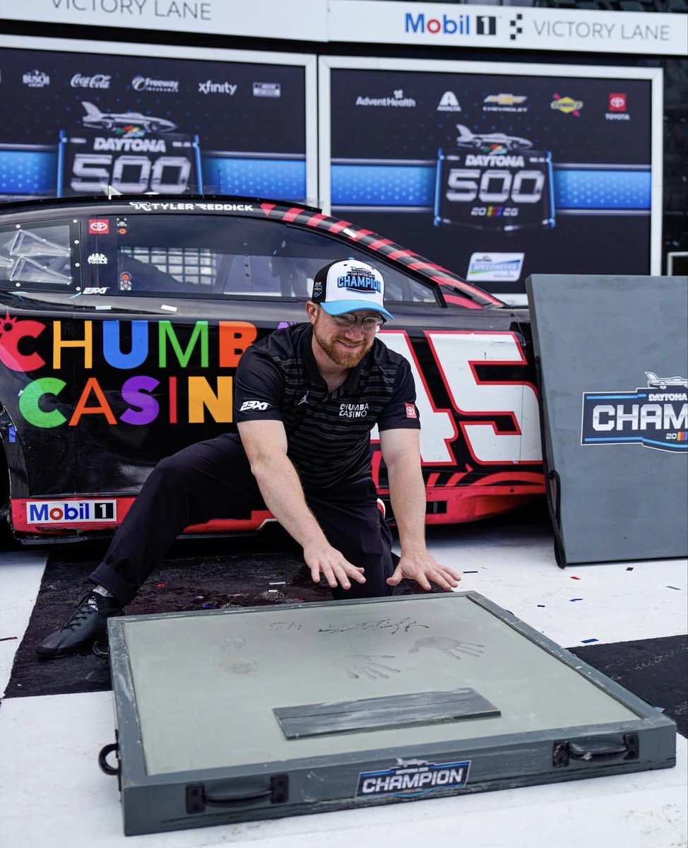 SpecChemLLC's tweet photo. Congrats to @tyler_reddick and @23XIRacing on winning the Daytona 500. SpecChem is proud to be a part of NASCAR history as the Daytona 500 Champion leaves their mark in Duo Patch that will be displayed in the Walk of Champions. 
#specchem #winner #nascar #DuoPatch https://t.co/pKsn42EAKc
