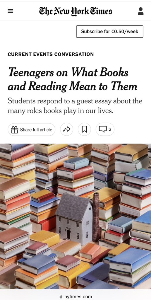 sanz_ismael's tweet photo. Para algunos adolescentes, los libros siguen siendo refugio, espejo y portal: un lugar para escapar, entenderse y entender a otros. Para otros, en cambio, la lectura se ha convertido en una tarea escolar más, erosionada por la presión académica y las distracciones digitales.
The New York Times 
Las voces de los jóvenes recuerdan algo clave: leer no es solo aprender, es construir identidad, empatía y memoria. Cuando la lectura conecta con la experiencia personal, deja de ser una obligación y vuelve a ser una forma de estar en el mundo https://t.co/wJnkx8Sw1Q