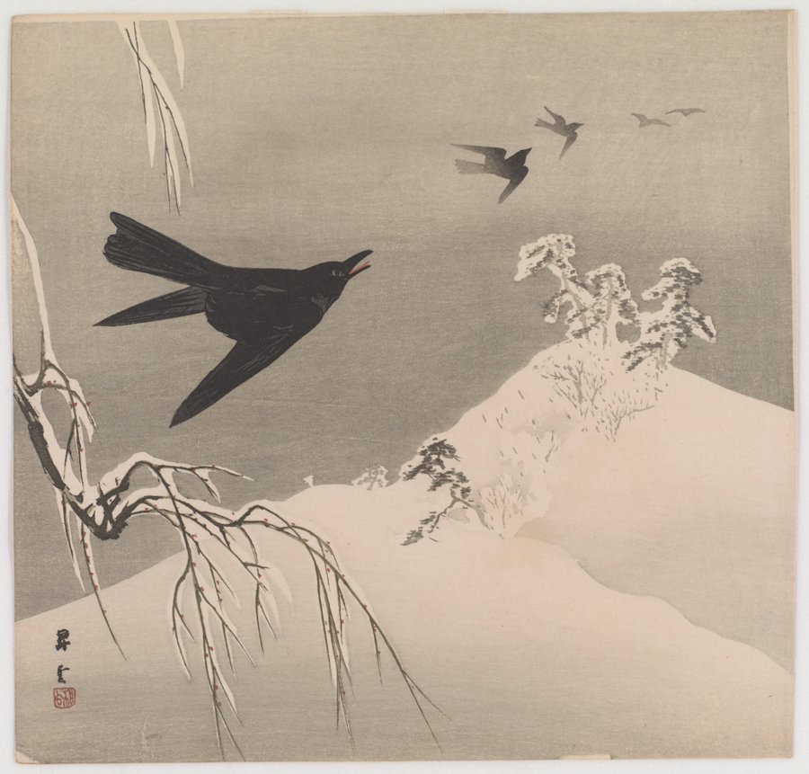 Crows in Snow, by Yamamoto Shoun, early 20th century