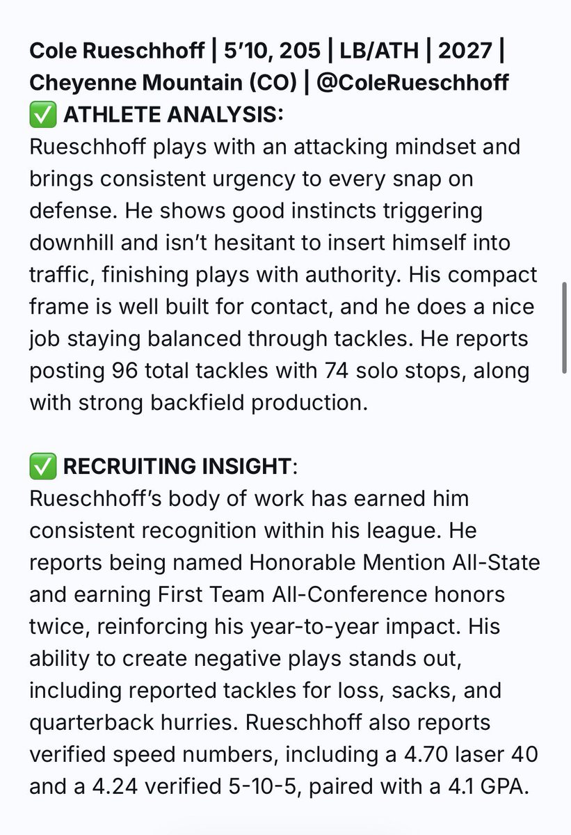 Cole Rueschhoff ‘27 ⭐️⭐️⭐️ LB tweet media