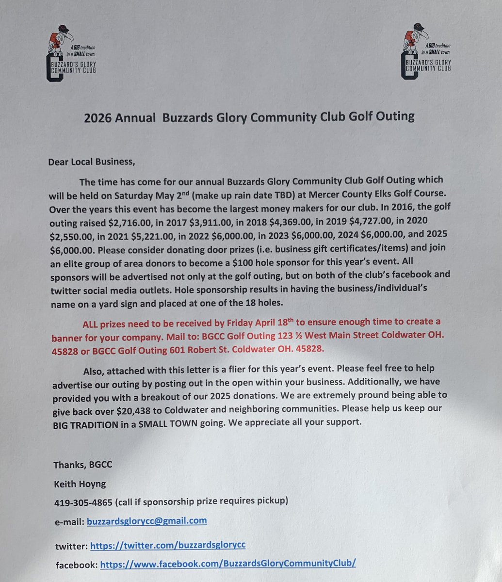 Fliers will be going. Let us know if interested in sponsoring in this year’s event?
We will be taking teams soon.