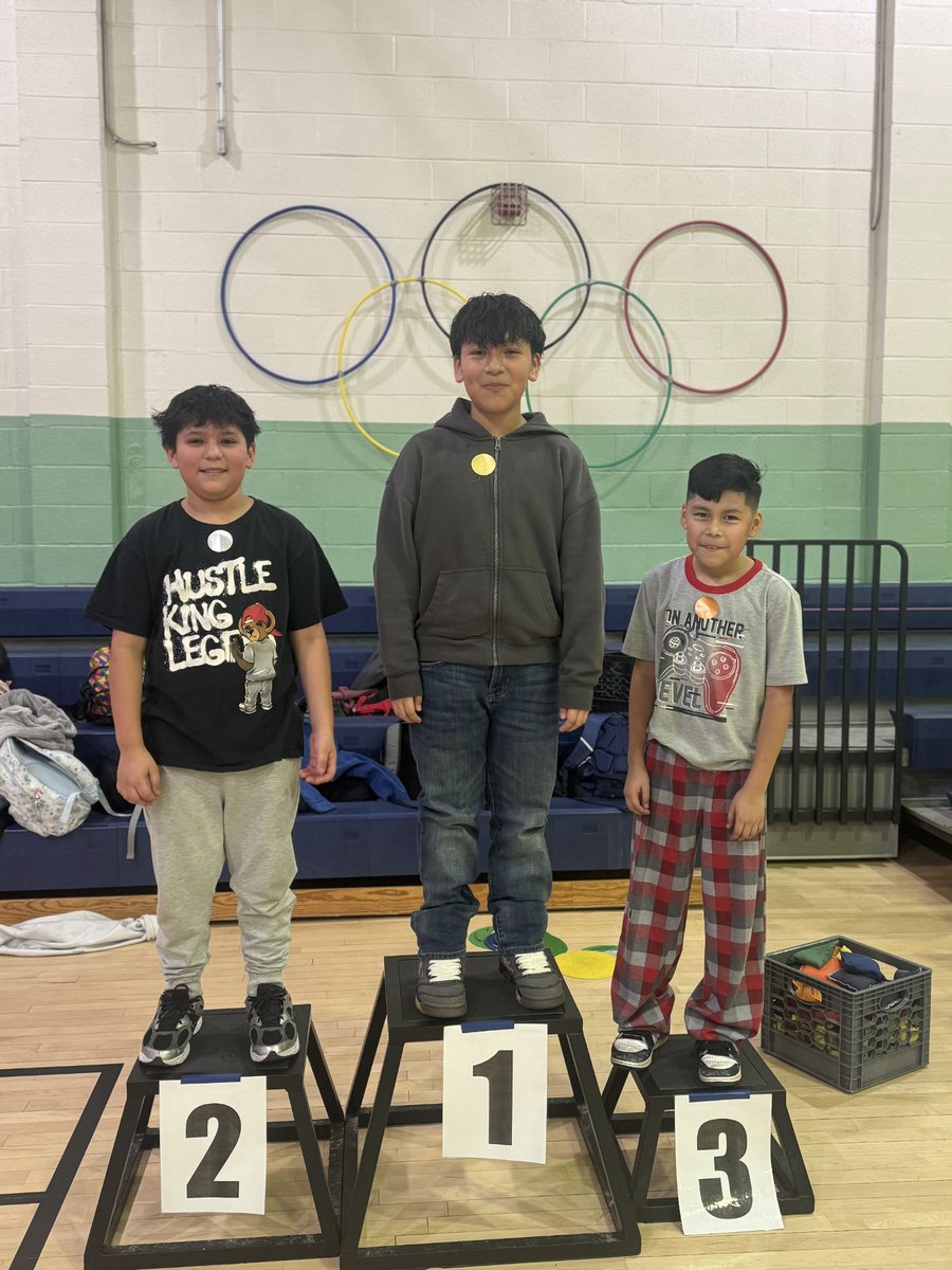 JohnAdamsElem's tweet photo. In PE, students have been learning about the Olympics and the sport of curling with daily head-to-head tournaments. Students win gold, silver, or bronze medals and get to stand on the podium with th Olympic rings displayed on the wall. 🥇🏅🥌 #curling #BeEager #PE4thewin @ACPSk12 https://t.co/wyHUcHTuEN