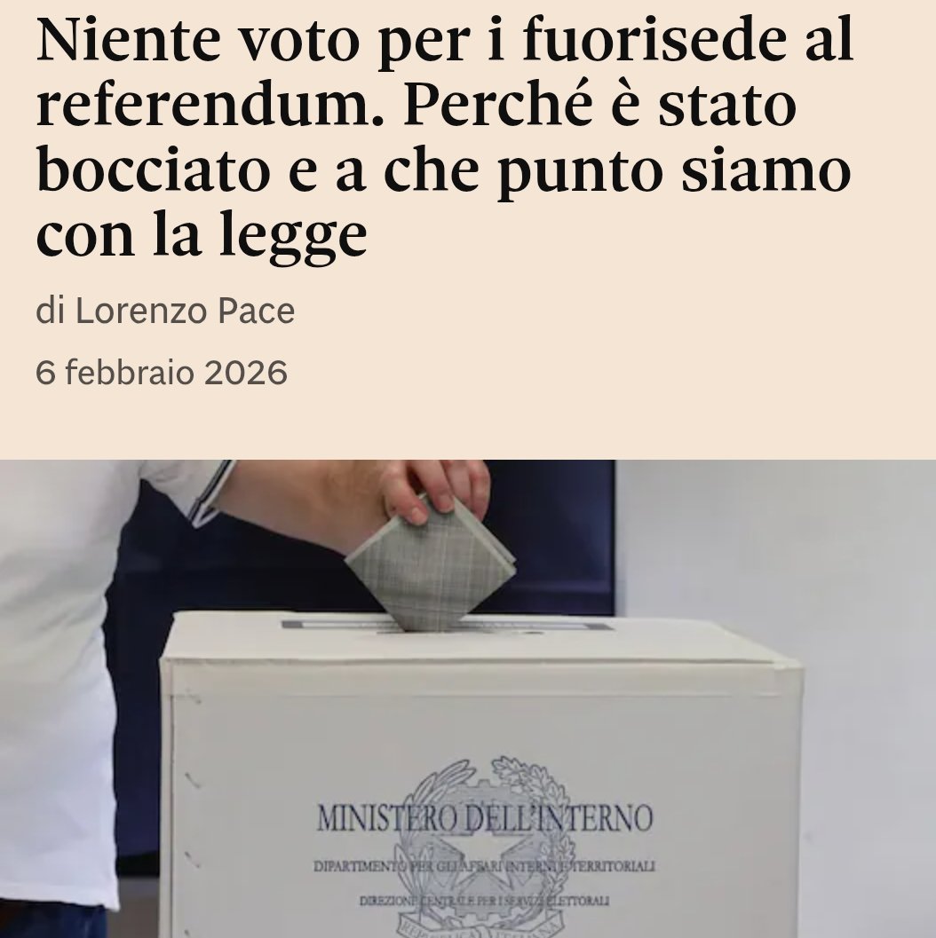 Lasciando da parte le ragioni del Sì e del No al #referendum, io non lascerei modificare la Costituzione a chi non permette a 5 milioni di elettori di votare fuori sede.