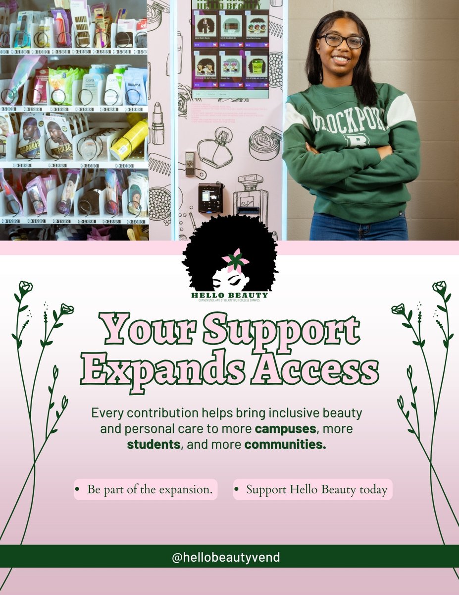 HelloBeautyvend's tweet photo. Your support expands access.

Hello Beauty is raising funds to bring inclusive personal care vending to more campuses and community spaces — where access is often limited.

Support or share here 👉 [https://t.co/99xmWCazUQ]

#AccessAndEquity #CampusLife #WomenInBusiness https://t.co/7Xyx5JAjon
