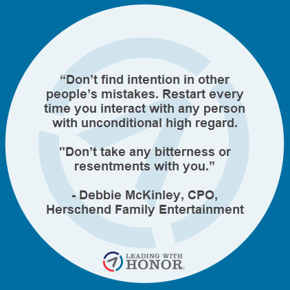 “Don’t find intention in other people’s mistakes. Restart every time you interact with any person with unconditional high regard. Don’t take any bitterness or..."

#Leadership #Mindset #Success #Growth #EQ #DebbieMcKinley #NoResentments #Professionalism #CultureFirst #Quote