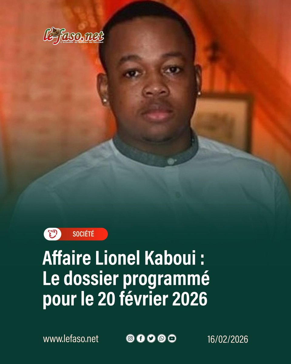 L_Activiste226's tweet image. #New226| #Burkinafaso🇧🇫⛔️‼️: 
 
Affaire Lionel Kaboui : le dossier inscrit au rôle du 20 février 2026 . 

Une session criminelle s’est ouverte ce lundi 16 février 2026 au Tribunal de grande instance Ouaga 1, et se tiendra jusqu’au 20 février 2026.

Parmi les dossiers inscrits au