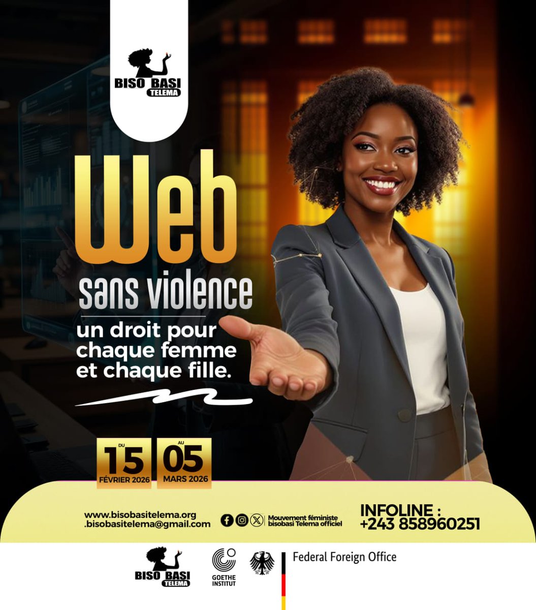 #WebSansViolence : #UnDroitPourChaqueFemmeEtChaqueFille.
<a href="/goetheinstitut/">goetheinstitut</a> 
<a href="/MONUSCO/">MONUSCO</a> 
<a href="/ONUFemmesRDC/">ONU Femmes RDC</a>