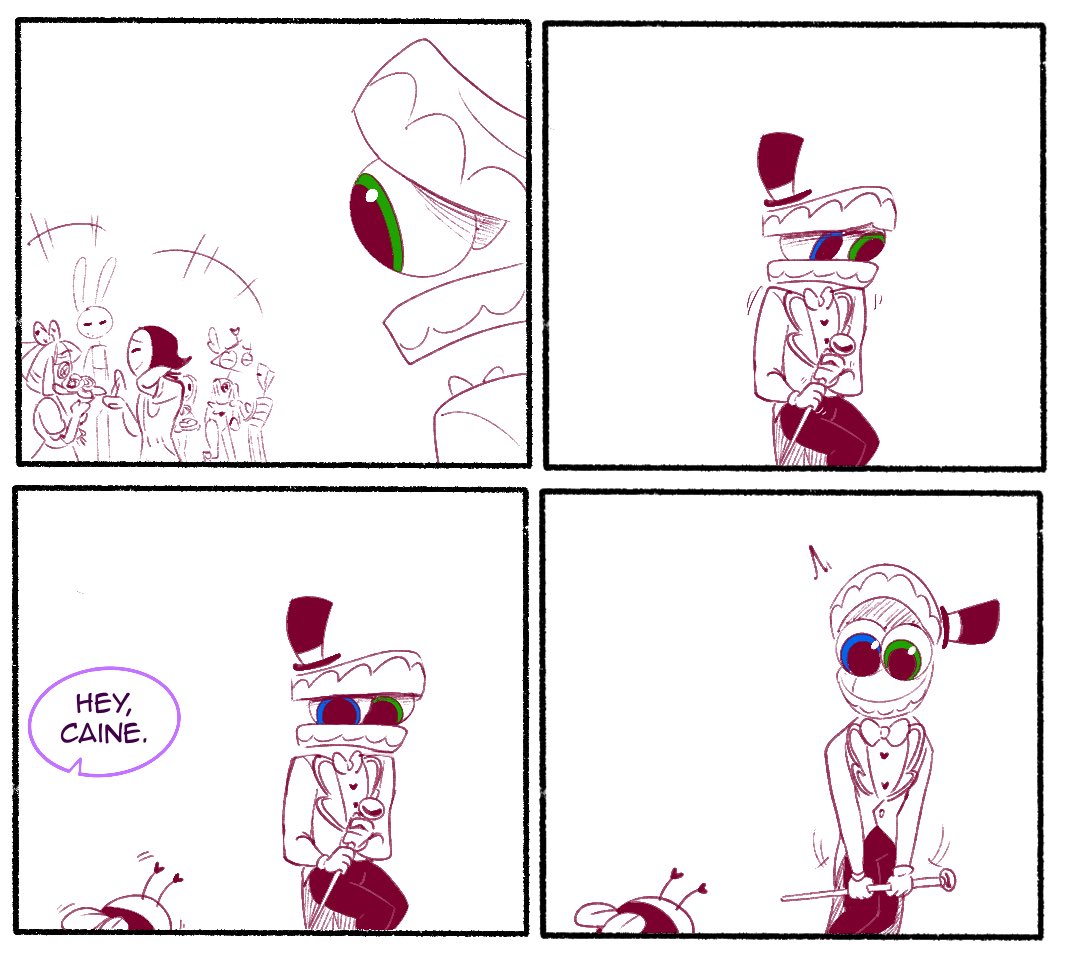 Avens176's tweet photo. Just wanted to post this as a late Valentine’s Day thing. #TADC #tadcfancomic #tadcfanart #caine #tiktak #ocxcannon https://t.co/F7ry5rCSb0