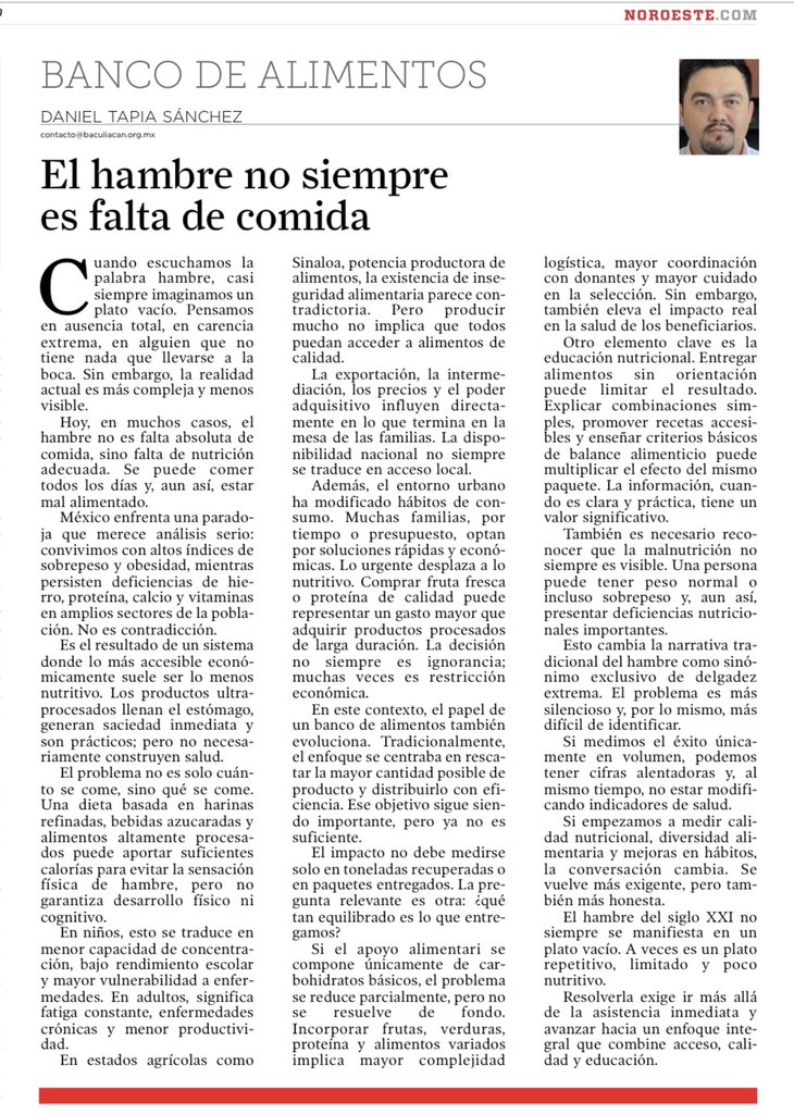 El hambre no siempre es un plato vacío.
A veces es un plato lleno, pero sin nutrientes.
Si solo medimos toneladas, podemos estar perdiendo el verdadero problema.

#InseguridadAlimentaria #Nutrición #BancoDeAlimentos