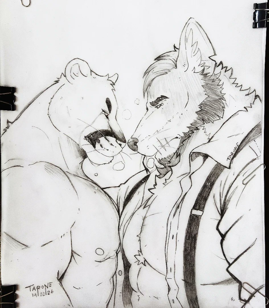 Sketch of William and Sam that I made for Valentine's Day 💖
Tarone workshop 

#furry #furryart #furryartist #art #smokeroom