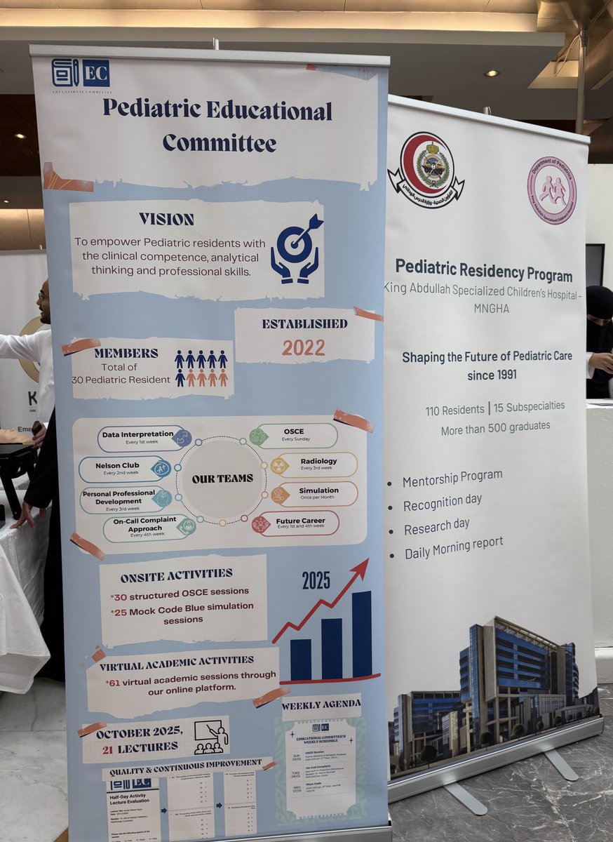 Pediatric_edu's tweet photo. We were honored to present the Pediatric Educational Committee during the 22nd Resident Day celebration. 🌟🌟
Truly Proud of the impact we continue to build together in advancing pediatric education and resident development. 👏🏼👏🏼

#MNGHA 
#KSAUHS https://t.co/1OODPu3AUe