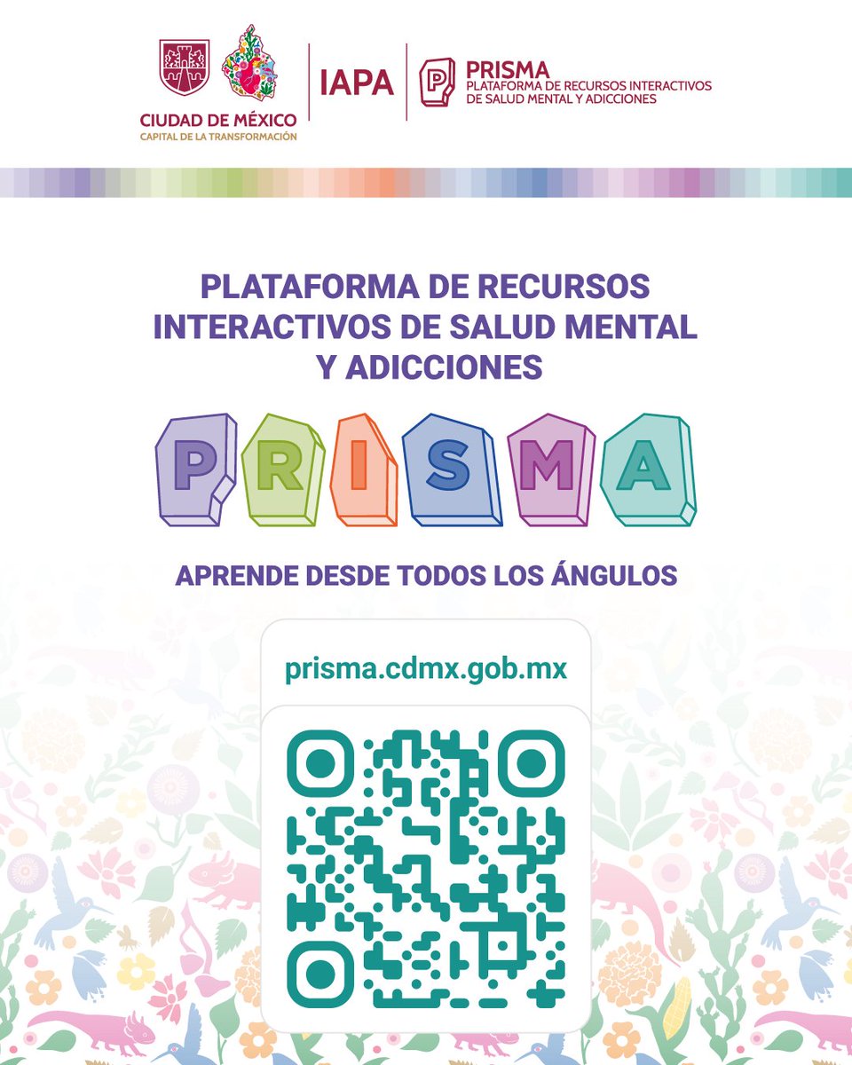 iapa_cdmx's tweet image. ✨ Aprender también es cuidarnos. #PRISMA ofrece información accesible sobre derechos humanos, #saludmental y adicciones, con enfoque comunitario y sin estigmas. 

Toma el curso introductorio y aprende a tu ritmo 👉 prisma.cdmx.gob.mx 💜

@GobCDMX | @SSaludCdMx