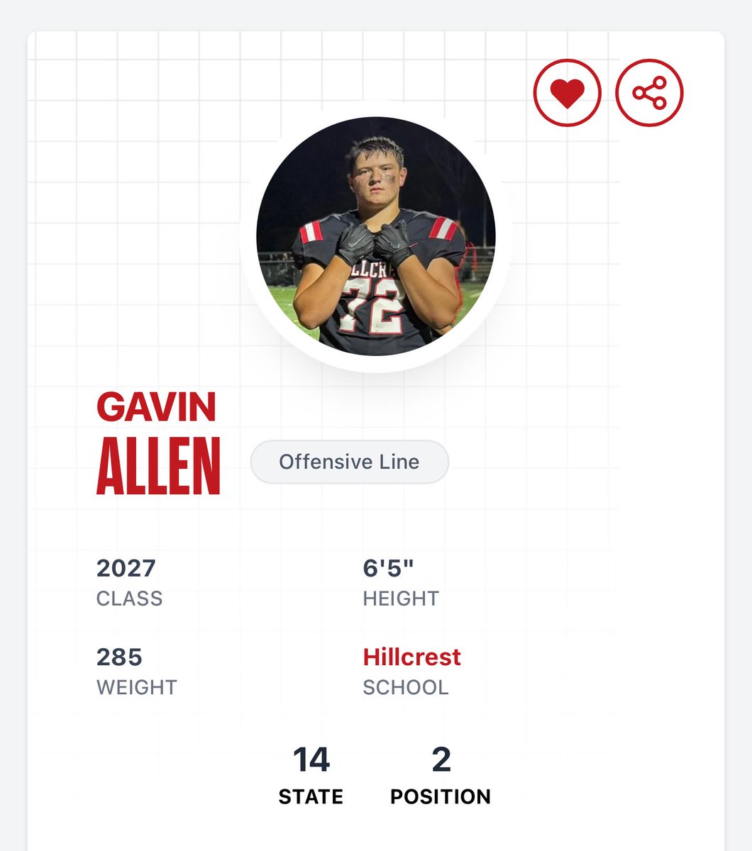 Gavin Allen, 6’5 290 OT/OG/DE tweet media