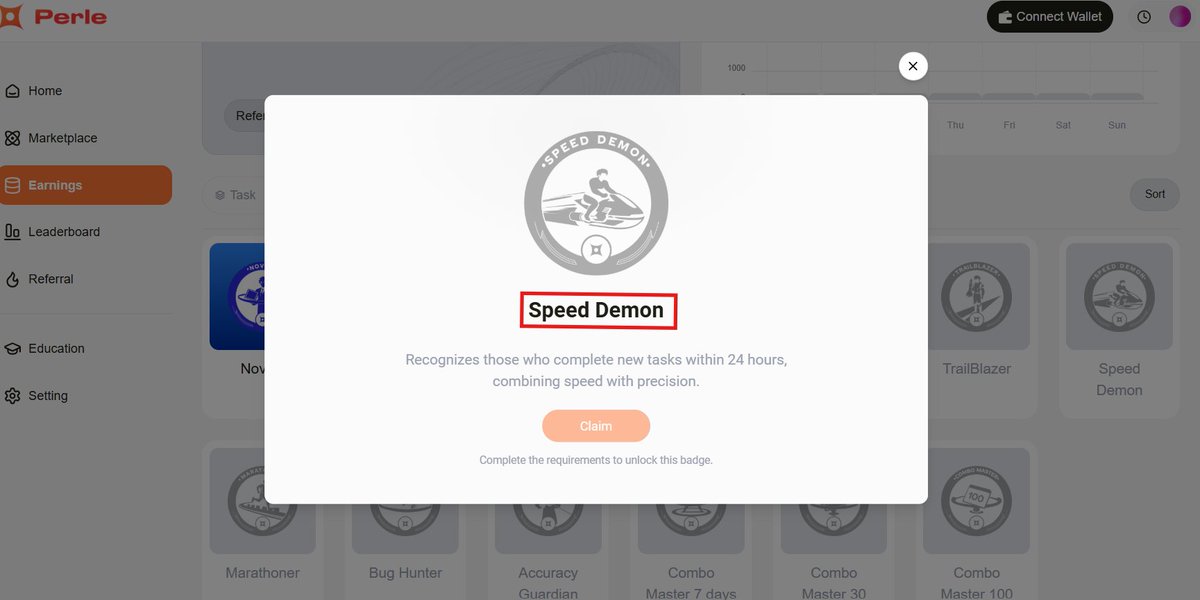 [time sensitive]
Unlock a new badge on Perle Labs - <a href="/PerleLabs/">Perle Labs</a>

SPEED DEMON - this badge is for users who completes a new task before 24hrs

✅Join the Perle Labs New Task
- go to 👉app.perle.xyz/join/aPWnvI
- go to marketplace &amp; complete task
starts in 5hrs

⚠️Ends 24hrs after