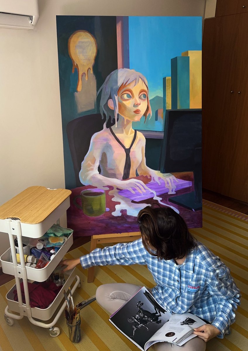 KrisKaspi's tweet photo. I started a huge painting about how we “melt and burn out at work”…
right when I was burned out myself as a creative producer.

Eventually, I quit :) https://t.co/bj0lIj0vGI