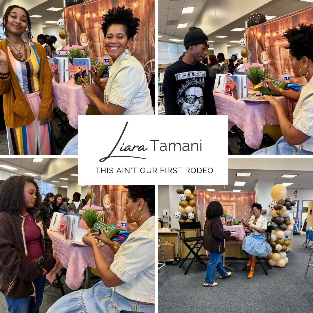 GWCarverLibrary's tweet photo. The author, Liara Tamani, stopped by to share her latest book, This Ain’t My First Rodeo.
A beautiful story that celebrates the culture of the Houston Rodeo and Acres Homes, woven together with a heartfelt teen romance. Such a special experience for our students @aldinelibraries https://t.co/SAQSiIwz13